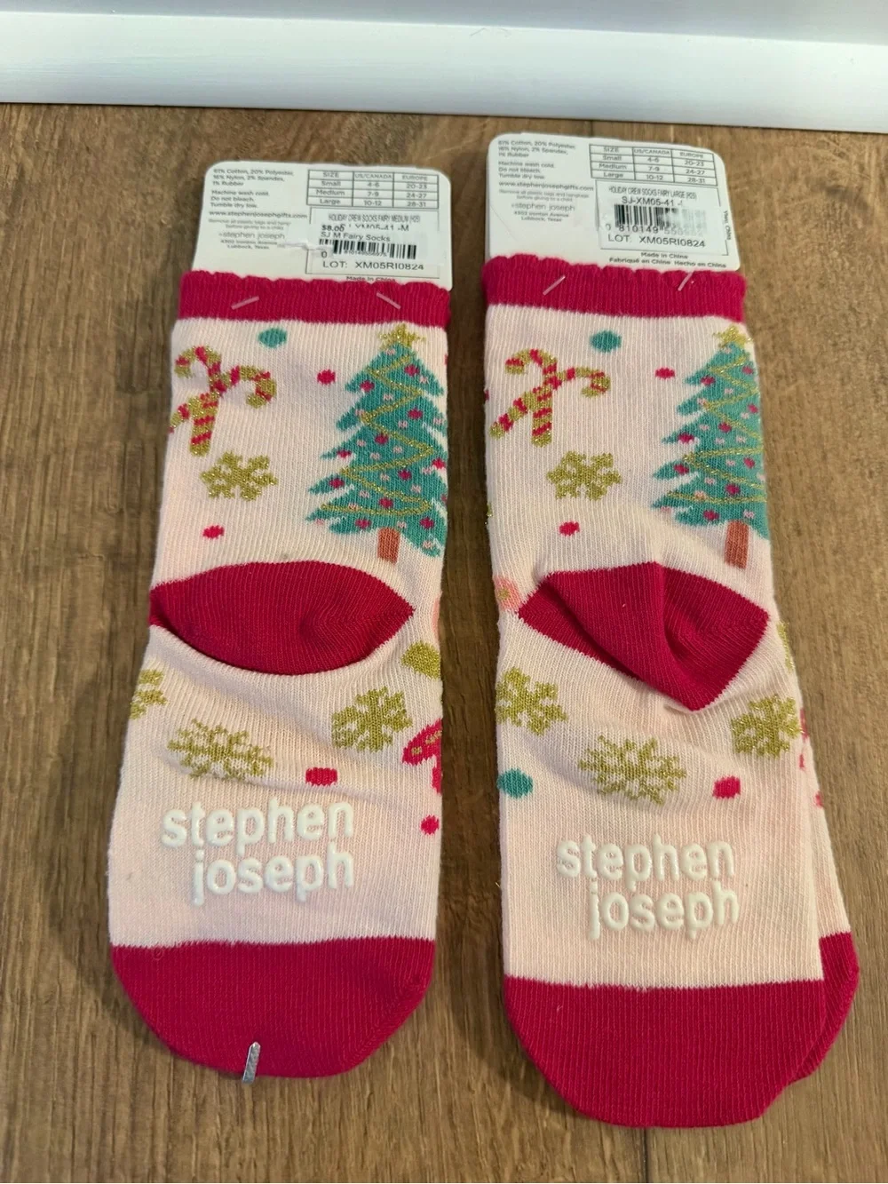 NWT Stephen Joseph girls holiday fairy crew socks set toddler pink